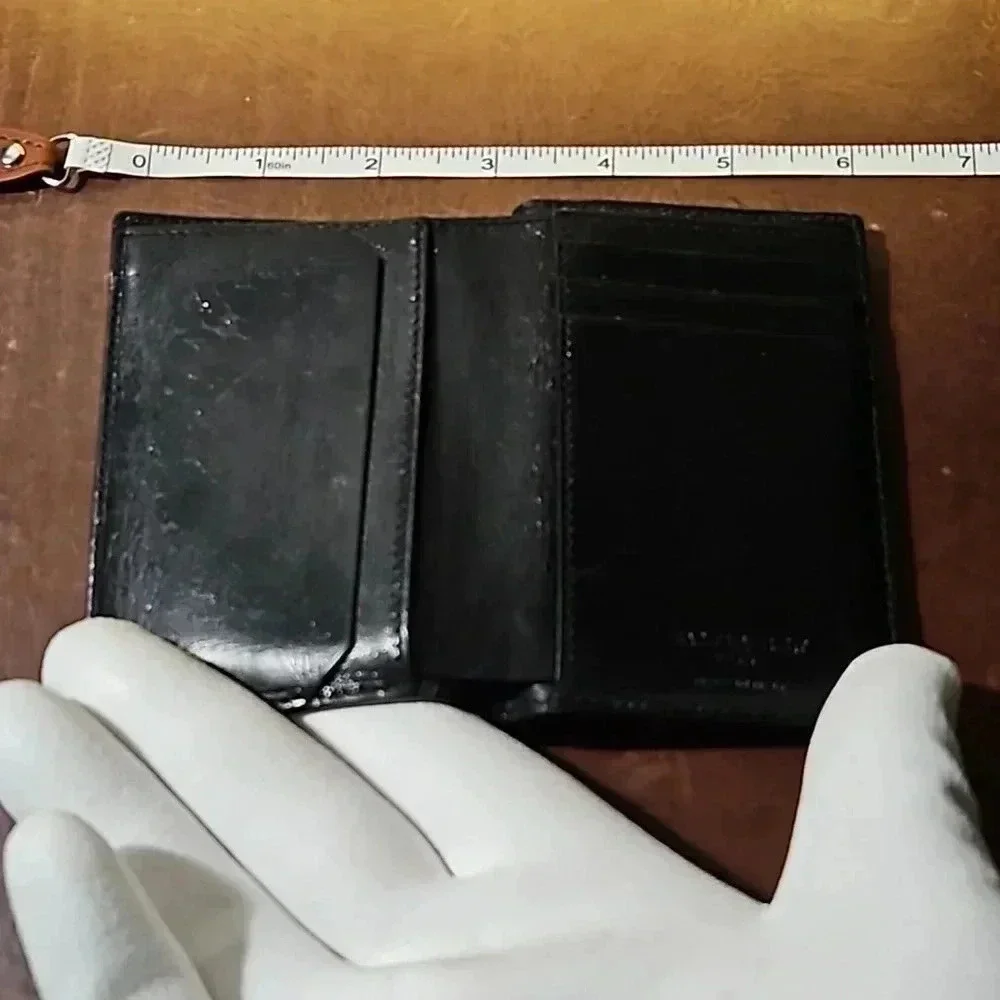 Saint Laurent Paris Credit Card Wallet Black Embossed Leather